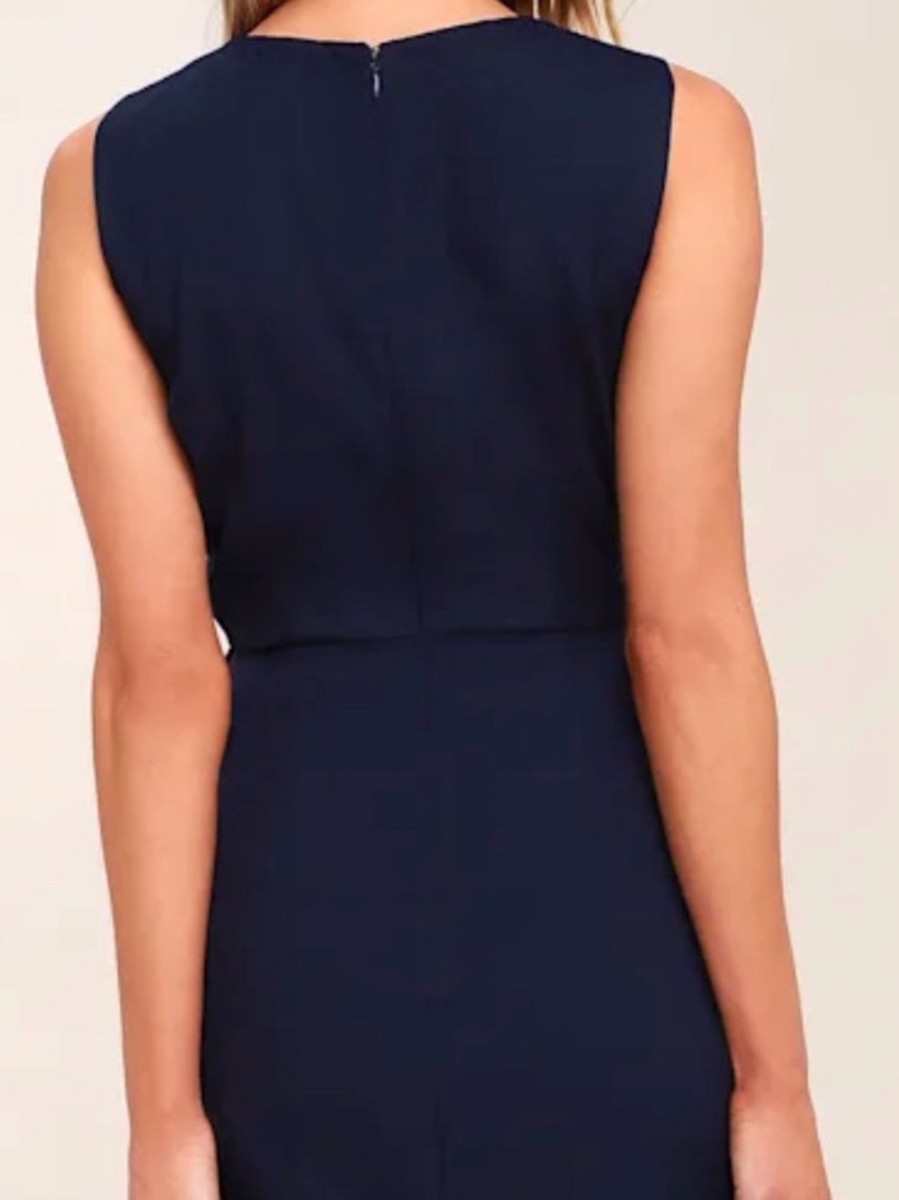 Lulu's Navy Sleeveless Knot-Front Midi Dress - Picture 2 of 8